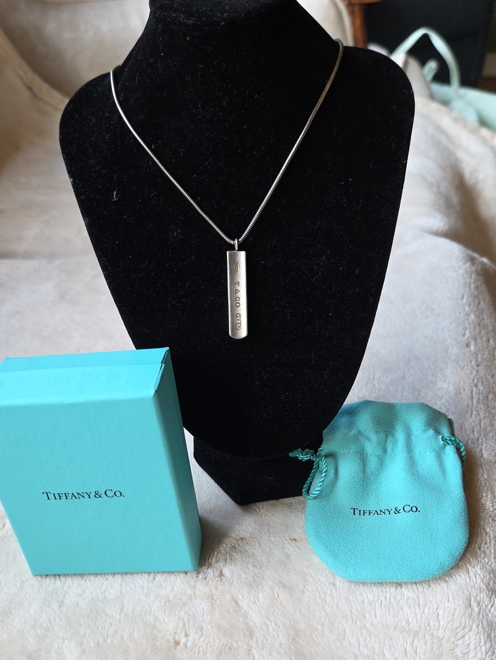 Tiffany & Co. Sterling Silver Vertical Bar Pendant Necklace - Silver